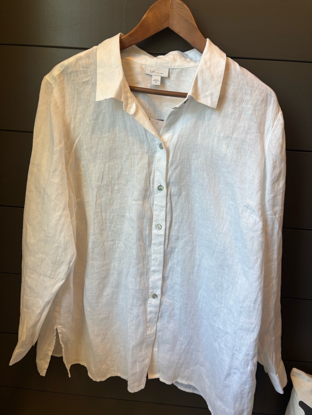 J Jill White Linen Button-Front Shirt Size XL NWT